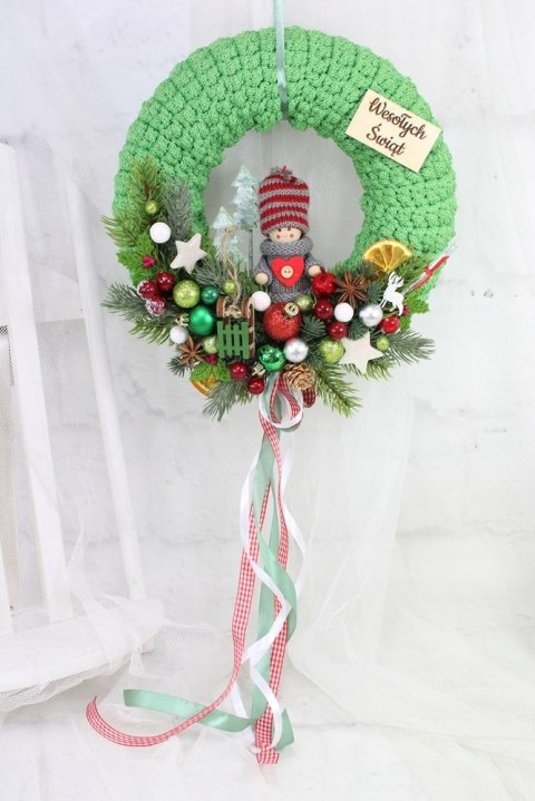 Wianek świąteczny sweterek stroik boże narodzenie stylowy