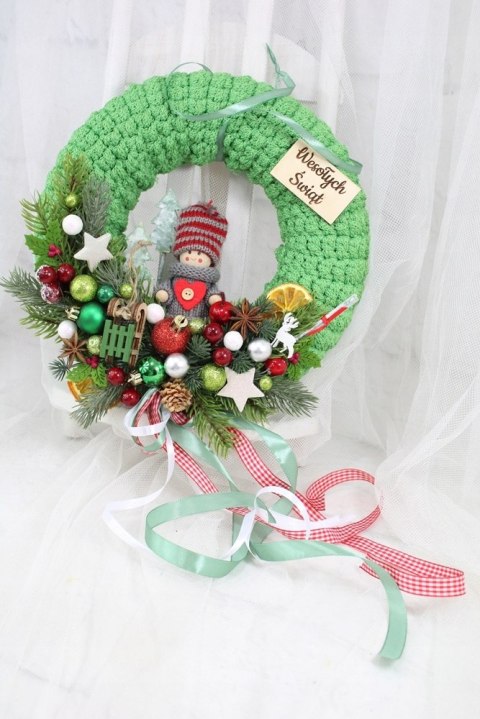 Wianek świąteczny sweterek stroik boże narodzenie stylowy