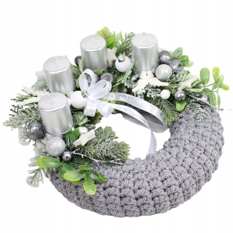 Wianek świąteczny sweterek wieniec adwentowy stroik dekoracja stołu