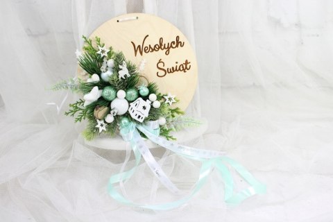 Wianek świąteczny sweterek wieniec adwentowy stroik dekoracja stołu