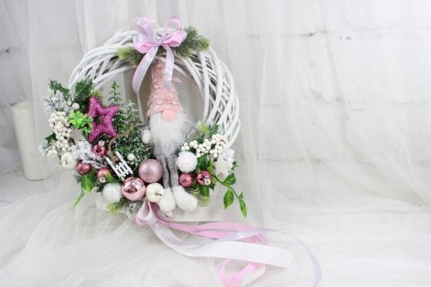 Wianek świąteczny wieniec na drzwi stroik złoty renifer