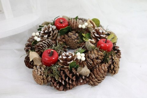 Wianek świąteczny wieniec na stół szyszki