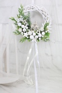 Wianek świąteczny wieniec stroik na drzwi DOMEK biel