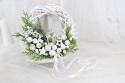 Wianek świąteczny wieniec stroik na drzwi DOMEK biel