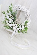 Wianek świąteczny wieniec stroik na drzwi DOMEK biel