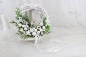 Wianek świąteczny wieniec stroik na drzwi DOMEK biel