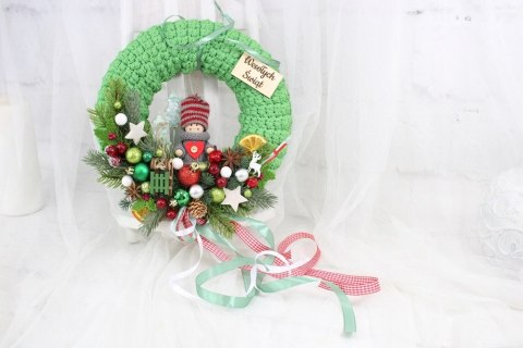 Wianek świąteczny wieniec stroik na drzwi dekoracja DOMEK