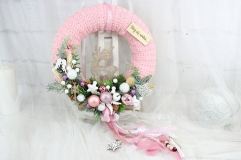 Wianek świąteczny wieniec stroik na drzwi dekoracja DOMEK