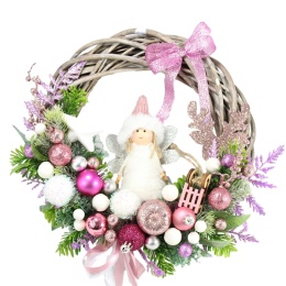 Wianek świąteczny wieniec stroik na drzwi ozdoba domu aniołek