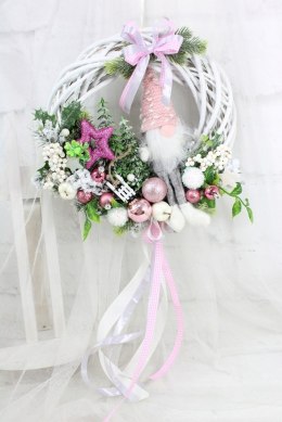 Wianek świąteczny wieniec stroik na drzwi ozdoba domu skrzat