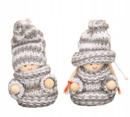 Zawieszki na choinkę makoszki biało-szare 2 szt. 7cm