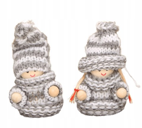 Zawieszki na choinkę makoszki biało-szare 2 szt. 7cm