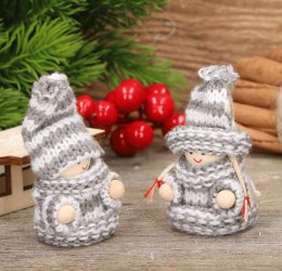 Zawieszki na choinkę makoszki biało-szare 2 szt. 7cm