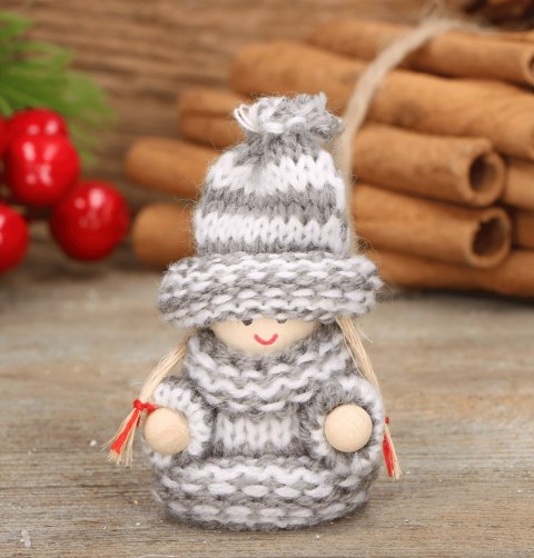 Zawieszki na choinkę makoszki biało-szare 2 szt. 7cm