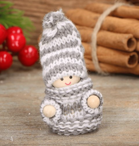 Zawieszki na choinkę makoszki biało-szare 2 szt. 7cm