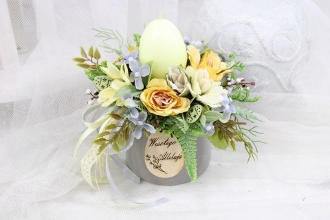 Stroik Wielkanocny na stół Świąteczna dekoracja domu świeca jajko