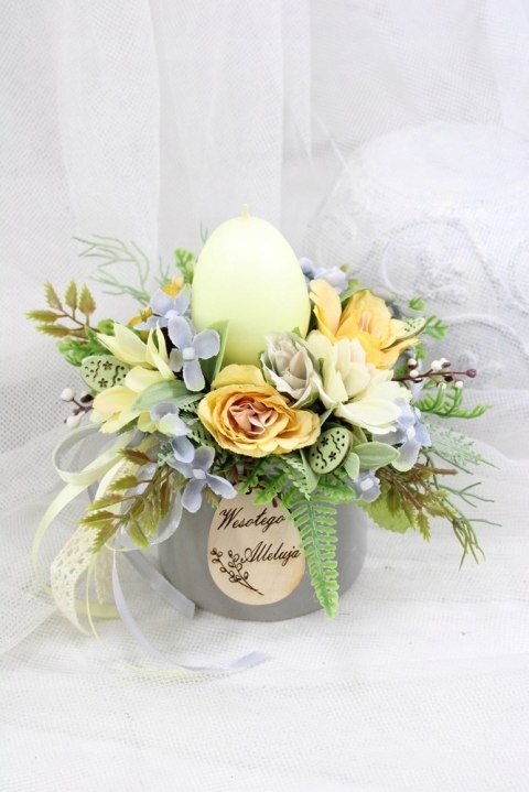 Stroik Wielkanocny na stół Świąteczna dekoracja domu świeca jajko