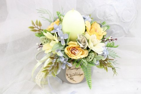 Stroik Wielkanocny na stół Świąteczna dekoracja domu świeca jajko