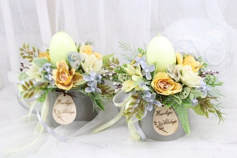 Stroik Wielkanocny na stół Świąteczna dekoracja domu świeca jajko