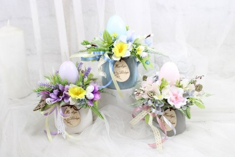 Stroik Wielkanocny na stół Świąteczna dekoracja domu świeca jajko