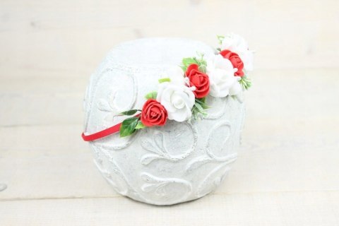 Opaska do włosów komunia różyczki CZERWONY stylowa Opaska do włosów komunia różyczki CZERWONY stylowa