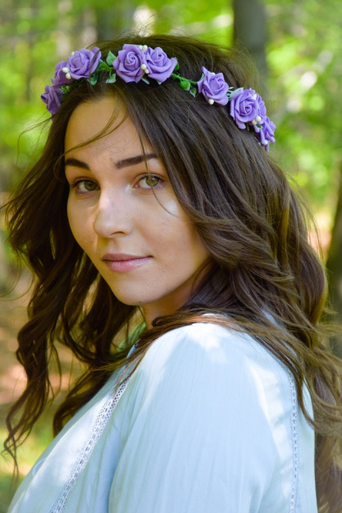 Wianek na głowę boho róża foto druhna FIOLETOWY Wianek na głowę boho róża foto druhna FIOLETOWY