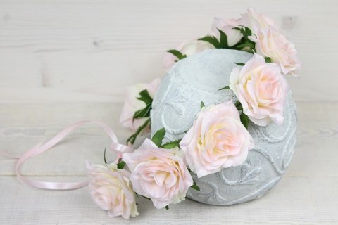 Wianek na głowę satynowy PASTELOWY RÓŻOWY róża fot Wianek na głowę satynowy PASTELOWY RÓŻOWY róża fot
