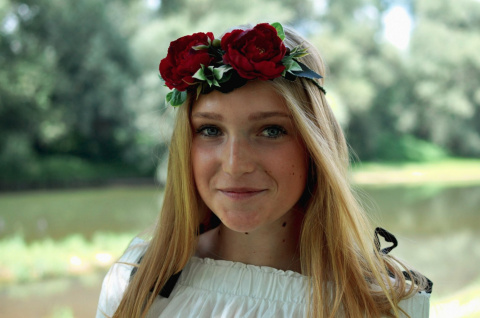 Wianek opaska peonia CZERWONY ślub wesele foto Wianek opaska peonia CZERWONY ślub wesele foto