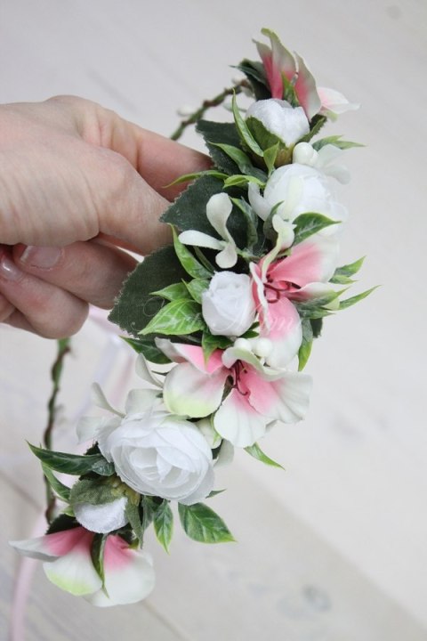 Wianek ślubny ORCHIDEA kamelia RÓŻOWY modny dodate Wianek ślubny ORCHIDEA kamelia RÓŻOWY modny dodate