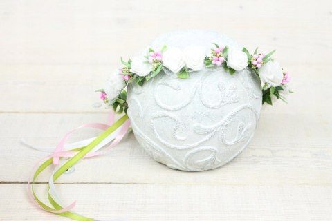 Wianek komunijny styl boho RÓŻOWY komunia KOKARDA Wianek komunijny styl boho RÓŻOWY komunia KOKARDA