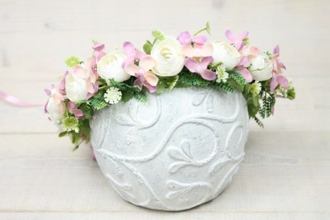 Wianek ślubny stroik kamelia sesja boho KREM róż Wianek ślubny stroik kamelia sesja boho KREM róż