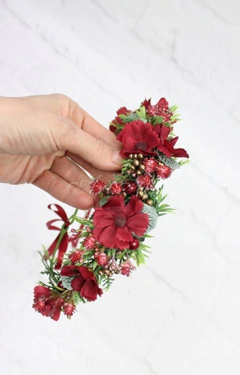 Wianek świąteczny do włosów opaska sesja świąteczna