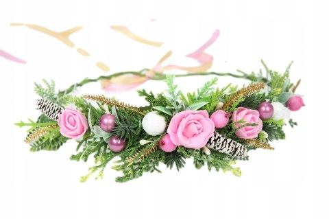 Wianek do włosów sesja świąteczna RÓŻOWY święta