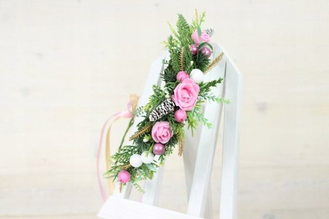 Wianek do włosów sesja świąteczna RÓŻOWY święta