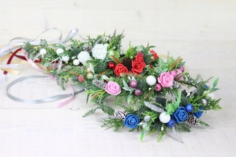 Wianek do włosów sesja świąteczna RÓŻOWY święta